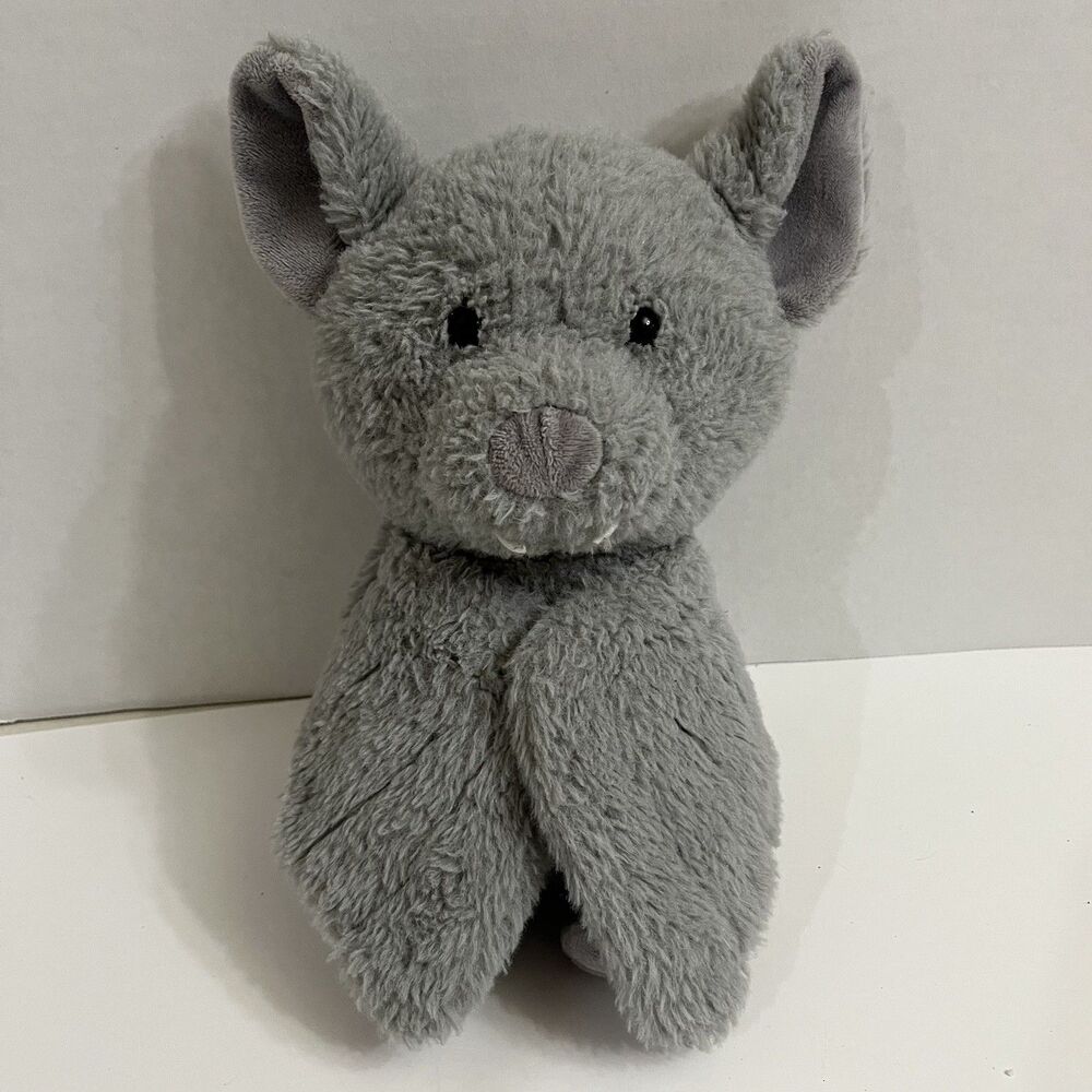 Angelgift Gray Bat Plush Hangs Upside Down Hook-and-Loop Wings Halloween